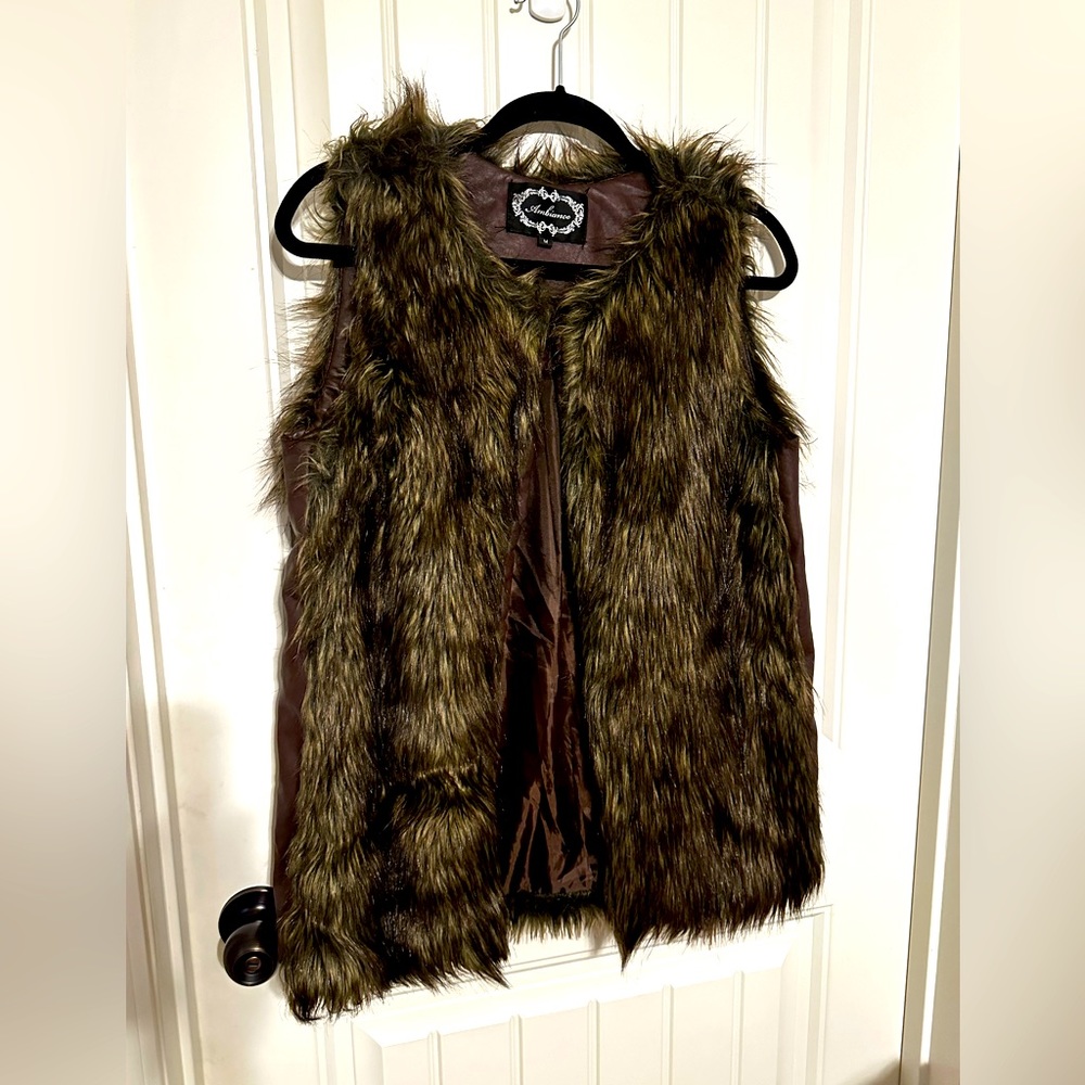 Faux Fir vest with adjustable sides for a great layering piece